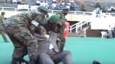 Uganda Deputy PM General Moses Ali Has a 'Mighty' Fall As He Tries Kicking a Football, Watch Video