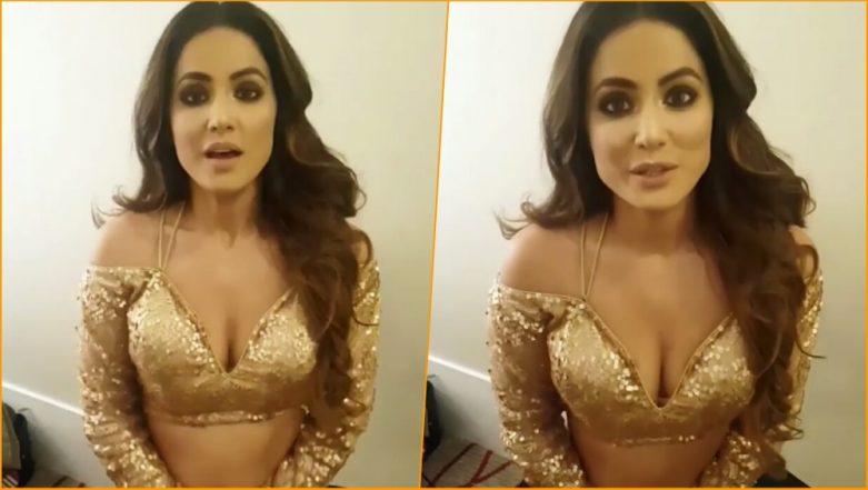 Hina Khan Shows Off Deep Cleavage in a Sexy Golden Top! Watch This Hot BTS  Video