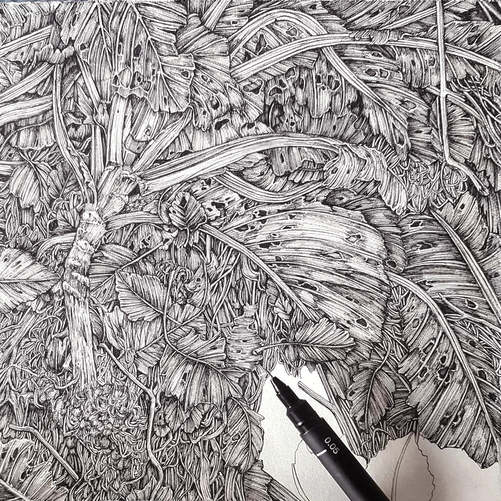 Kemp predominantly uses a pen for her art designs. | UK-Based Artist ...
