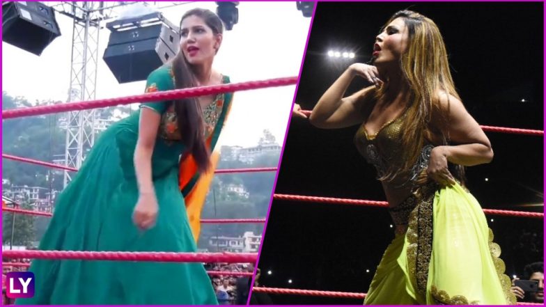 Sapna Choudhary or Rakhi Sawant, Which Diva Dancing on ‘Teri Aakhya Ka Yo Kajal’ Song in WWE Ring Won Your Heart? Watch Viral Video to Decide