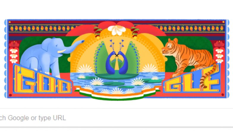 India Independence Day 2018 Google Doodle: India’s Iconic Colorful Plantlife and Mighty Animals Wishes Happy Swatantrata Diwas