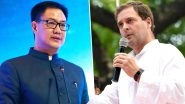 Bhima Koregaon Raids: Congress, BJP at Loggerheads Over Arrests, Kiren Rijiju Hits Out at Rahul Gandhi After His Tweet
