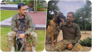 MS Dhoni Plays With His Pet Dogs at his Home in Ranchi (Watch Video)