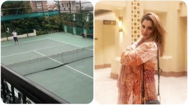 Would-Be Mother Sania Mirza Gets on to the Tennis Court With Sister Anam Mirza (Watch Video)