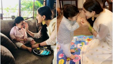 Sara Ali Khan and Inaaya Naumi Kemmu Celebrate Raksha Bandhan With Brothers Taimur and Ibrahim, Check Out Adorable Inside Pics