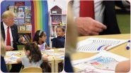 Donald Trump Coloured the American Flag Wrong! View Pics of US President Drawing With Children in Hospital