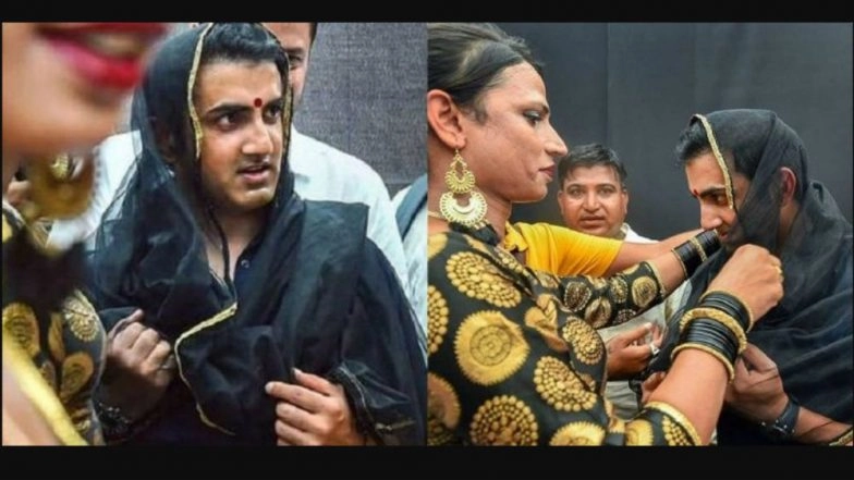 Gautam Gambhir Dresses as a Woman, Puts Bindi and Dupatta Over Head While Attending 7th Hijra Habba Event in Delhi! See Pics of Indian Cricketer