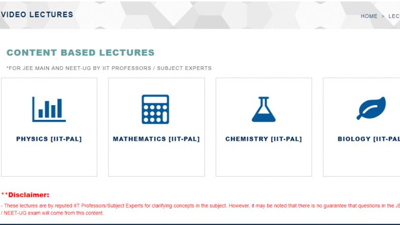 JEE Main & NEET 2019 Tutorial: NTA Introduces Online Content Lectures by IIT Professors; Watch & Study Online at nta.ac.in