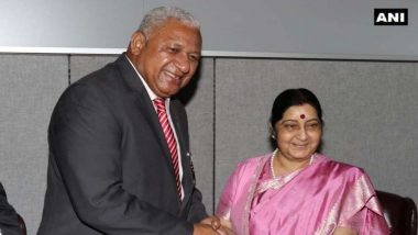 Sushma Swaraj, Fiji PM Frank Bainimarama Discuss Defence Cooperation on Sidelines of UN General Assembly Meeting