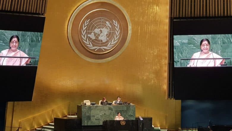 Sushma Swaraj Tears Into Pakistan at UNGA, Blames Islamabad For Derailment of Talks: Read Full Text of EAM's Speech Sushma Swaraj Tears Into Pakistan at UNGA, Blames Islamabad For Derailment of Talks: Read Full Text of EAM's Speech