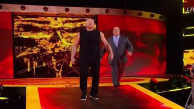 WWE Hell in a Cell 2018: Brock Lesnar Makes a Surprise Visit in the Main Event Between Roman Reigns and Braun Strowman (Watch Video)