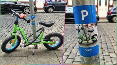 Stranger Gifts Kid His Own Parking Spot for His Little Bike & Twitter Calls It ‘The Most Adorable Random Act of Kindness Ever’