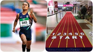 Asian Games 2018 Medalist Hima Das to be Welcomed With a Track-Like Carpet at Guwahati Airport (See Pic)