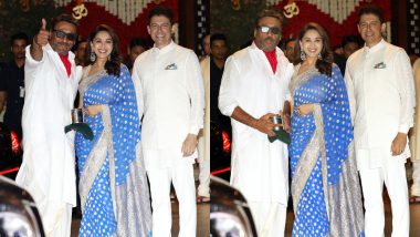 Jackie Shroff Bumped Into His Celebrity Crush Madhuri Dixit at Ambani’s Ganpati Puja and His Reaction Is Too Adorable – View Pics