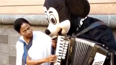 Mamata Banerjee Plays ‘Hum Hongey Kaamyaab’ on Accordion With Micky Mouse on Frankfurt Street; Watch Video