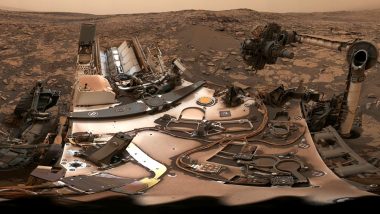 NASA's Curiosity Rover Captures a Selfie on Mars in a Panoramic View of Dusty Martian Skies