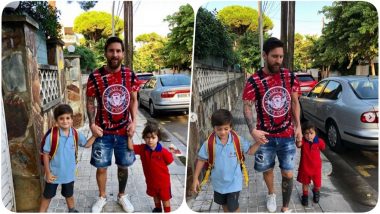 Lionel Messi Performs Daddy Duties; Drops his Kids To School (See Pics)