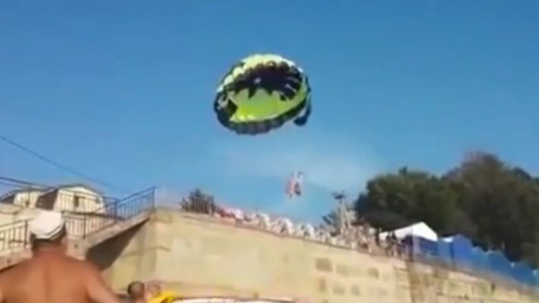 Couple Electrocuted in a ‘Batman’ Parachute After They Hit High-Voltage Cables at a Russian Beach (Watch Video)