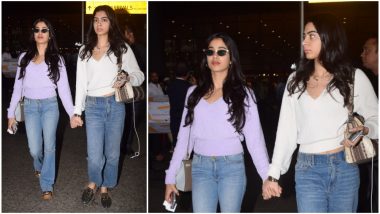 Janhvi Kapoor and Khushi Kapoor’s Recent Airport Look Proves You Can Never Go Wrong With the Classic White and Blue Colour Combo
