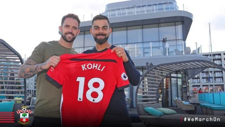 India vs England 2018: Virat Kohli Receives Customised Jersey from Southampton Football Club (See Pic) India vs England 2018: Virat Kohli Receives Customised Jersey from Southampton Football Club (See Pic)