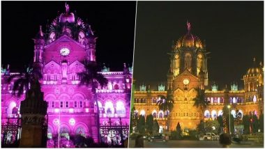 CSMT Mumbai Lit in Pink For International Girl Child Day & Breast Cancer Awareness, Yellow For Navaratri Day 2 (View Pics)