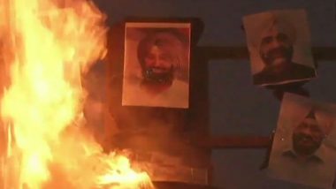 Dussehra 2018: Teachers Burn Effigy With Photographs of Punjab CM and State Ministers in Ludhiana as Part of Protest Over Salary Issues