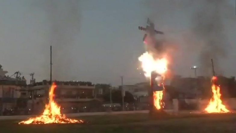 Dussehra 2018 in Jammu: Effigies Of Ravan, Kumbhkaran And Meghnad Burnt In Gandhi Nagar, View Pics