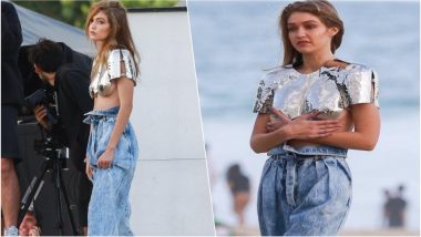 Gigi Hadid Shows Off Major Underboob in Metallic Crop Top and Baggy Pants for a Latest Photo Shoot (See Pics)