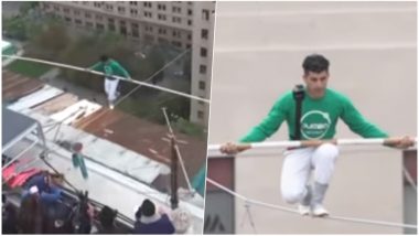Daredevil Mustafa Danger Crosses 150 Meters at Santiago in Chile on Tightrope, Watch Video