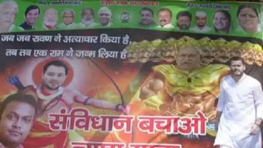 Dussehra Poster War in Bihar: Tejashwi Yadav Shown as 'Ram', CM Nitish Kumar as 'Ravana' in Patna