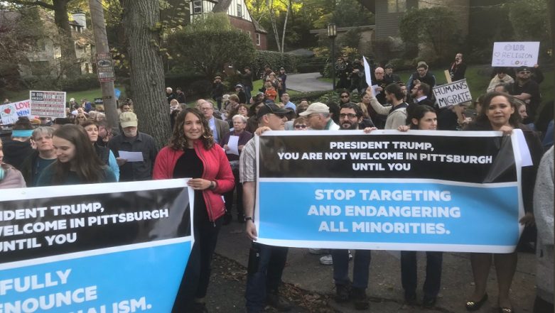 Pittsburgh Protest Donald Trump Pays Respects to Pittsburgh Massacre Victims But Is ...
