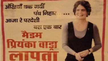 Priyanka Gandhi Vadra 'Missing': Posters Up in Rae Bareli Taking Veiled Jibe at Her, Asking Whether She'll be Back on Next Eid