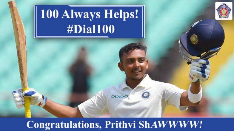 India vs West Indies 2018: Mumbai Police Has a Witty Take on Prithvi Shaw’s Maiden Ton