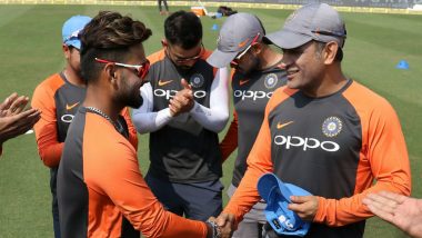 India vs Windies 1st ODI 2018: Rishabh Pant Receives Cap From MS Dhoni on His ODI Debut