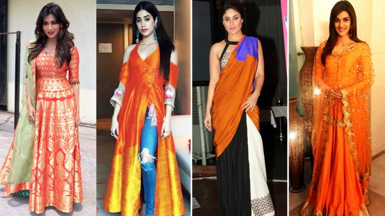 Navratri 2018 Day 5 Colour, October 14 – Orange: Kareena Kapoor Khan, Kriti Sanon, Janhvi Kapoor Show You How to Embrace This Colour