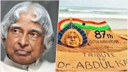 APJ Abdul Kalam Birth Anniversary Wishes: Artist Sudarsan Pattnaik Pays Tribute to the Missile Man With a Beautiful Sand Art
