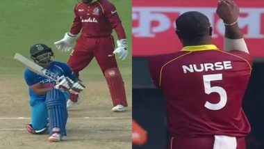 Ashley Nurse’s Celebrations After the Wicket of Ambati Rayudu During India vs West Indies 2018, Will Remind You of Kapil Sharma’s Bababji ka Thullu (Watch Video)