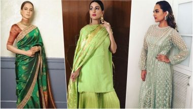 Navratri 2018 Day 3 Colour, October 12 – Green: From Sonakshi Sinha to Kangana Ranaut, Wear the Colour of Prosperity with Elegance This Festival