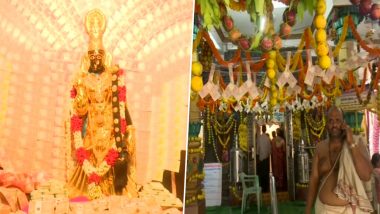 Goddess at Sri Kanyaka Parameswari in Vizag Temple Decorated With Rs 4.5 Crores Worth Jewellery & Rs 2.5 Crore Currency Notes During Navaratri 2018