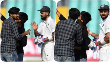 Fans Invade Pitch to Take Selfies With Virat Kohli during India vs West Indies First Test Match, View Pics