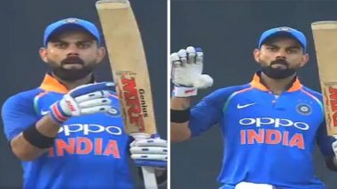 Virat Kohli’s ‘Let Your Bat Do the Talking' Celebration After his Record Century Against West Indies is Unmissable (Watch Video)