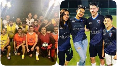 MS Dhoni and Nick Jonas Play Football; Priyanka Chopra Cheers for Fiancée (See Pics)