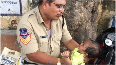 As Mother Writes Exam, Telangana Cop Consoles Crying Baby Outside Centre