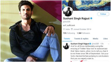 Sushant Singh Rajput's Twitter Account Gets Its Blue Tick Back After It Had Mysteriously Disappeared and We Still have No Clue Why!