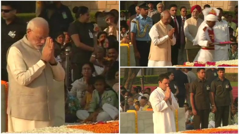 Mahatma Gandhi 150th Birth Anniversary: Narendra Modi, President Kovind, Rahul Gandhi Remember ‘Father of the Nation’; Leaders Pay Homage at Rajghat