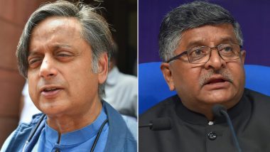 Shashi Tharoor Sends Legal Notice to Ravi Shankar Prasad For Calling Him Murder Accused, Seeks Apology Within 48 Hours