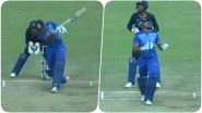 Shreyas Iyer has a Funny Moment On-Field as his Bat Goes Flying While Attempting a Big Shot During Vijay Hazare Trophy 2018 Semi- Finals (Watch Video)