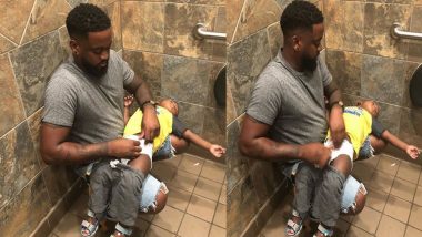 Father Changes Baby’s Diaper By Squatting in The Men’s Restroom, Starts #SquatForChange To Highlight Plight of Dads Everywhere