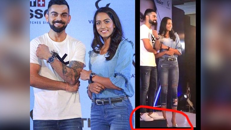 Does Virat Kohli Want to Appear Taller Than Karman Kaur Thandi? Twitterati Asks Indian Captain (Watch Video)