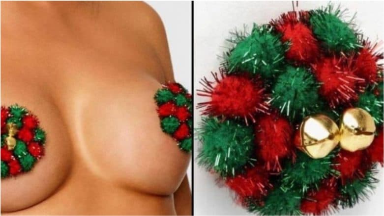 Christmas Boobies /boob Hanging Decoration Nipple Covers With